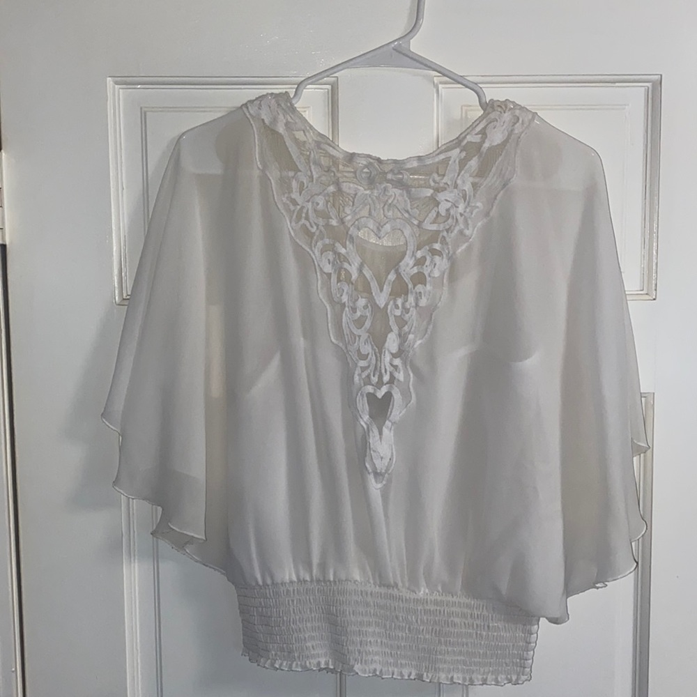 White Sheer Lace Blouse